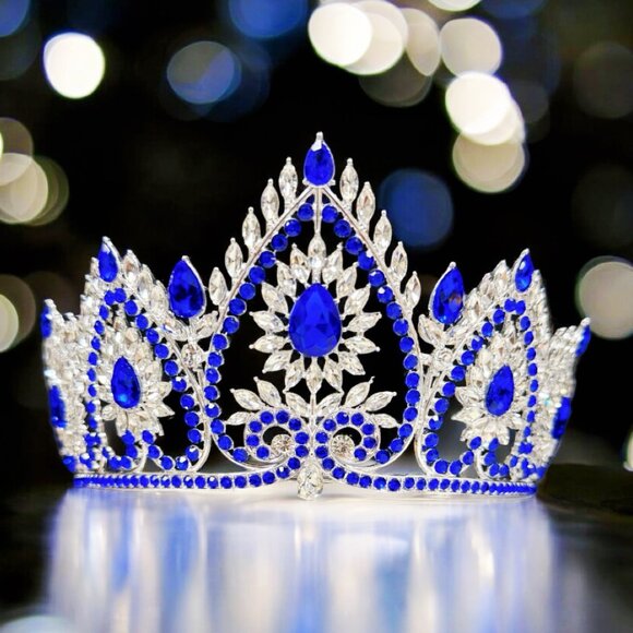 Flower crown, Wedding accessories, silver hair accessory, blue stone Tiara